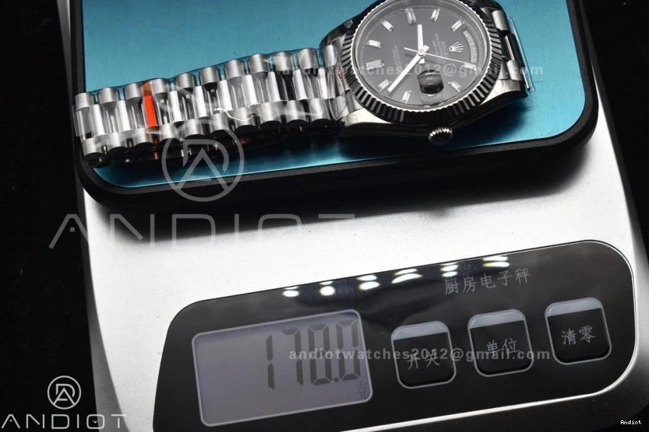 A2836 Weight Black 40 Crystal President DayDate On Gain Dial GMF Bracelet SS 1128